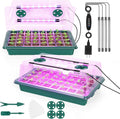 Seed Starter Tray with Grow Light 80 Cells Seed Starter Kit with Humidity Dome Indoor Seedling Starter Trays Adjustable Brightness and Timed Plant Germination Starter Trays for Seeds Growing, 2 Pack
