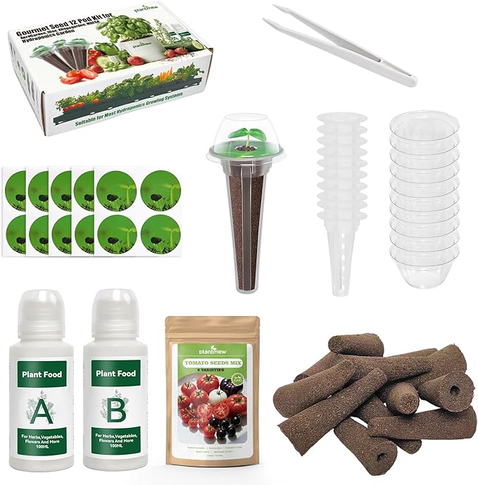 Hydroponic Seed Pod Kit – 12 Pods Seed Starter Kit for Indoor Garden, Compatible with Most Hydroponic Systems, Easy to Grow, High Germination