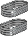 Foxlang 4x2x1ft(2 Pack) Galvanized Oval Raised Garden Bed,Outdoor Planter Box Metal Patio Kit Planting Bed for Vegetables Flowers Herb,Silver