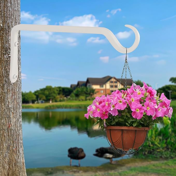 AILIN YELOKIE 10" Plant Hangers 2-Pack - Heavy Duty Rust-Resistant Steel Hooks for Bird Feeders, Indoor/Outdoor Plants & Wall Decor, White