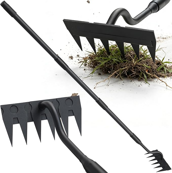 Weed Puller Tool, 56" Manual Weeder Tool with Sharp Blade, 8" Wide Heavy Duty Stand Weed Remover Gardening Hand Tool for Lawn, Yard, Patio and Backyard, Weeding Loosening Soil