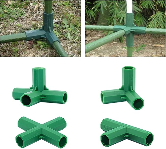 12PCS Fitting 16MM 4 Types Stable Support Heavy Duty Greenhouse Frame Building Connector Suitable for Grape Trellis Sunscreen Shed Gardening