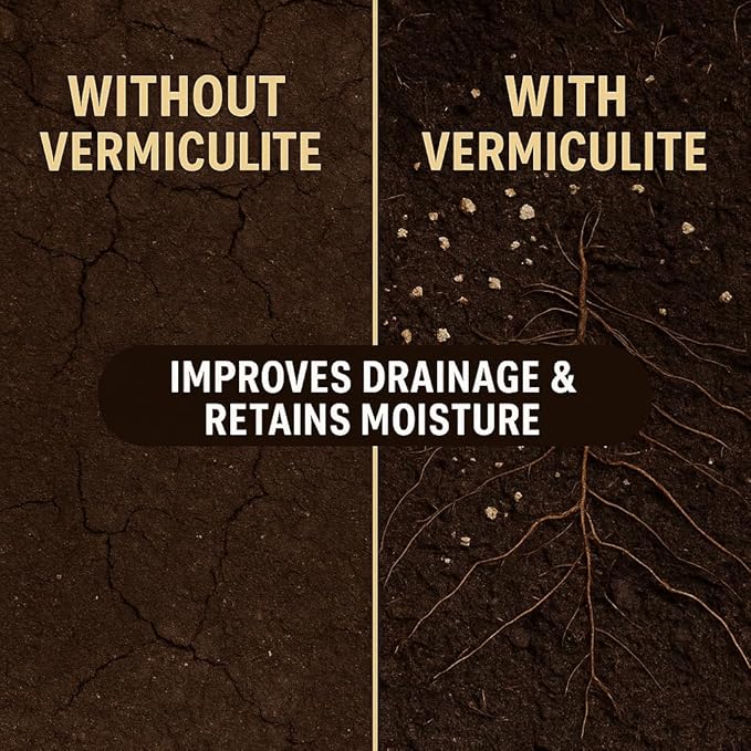 Horticultural Organic Vermiculite by GARDENERA - Medium Grade - Natural Soil Additive for Potted Plants, Orchids, Hydroponics, Terrariums (4 Quart)