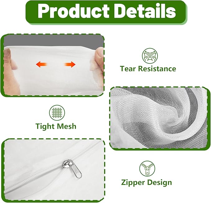 6 Pack 47.2 * 16.9 * 16.9inch Plant Cover for Square Tomato Cage,Tomato Trellis Mesh Netting Covers with Zipper Drawstring Bird Netting for Garden Protection