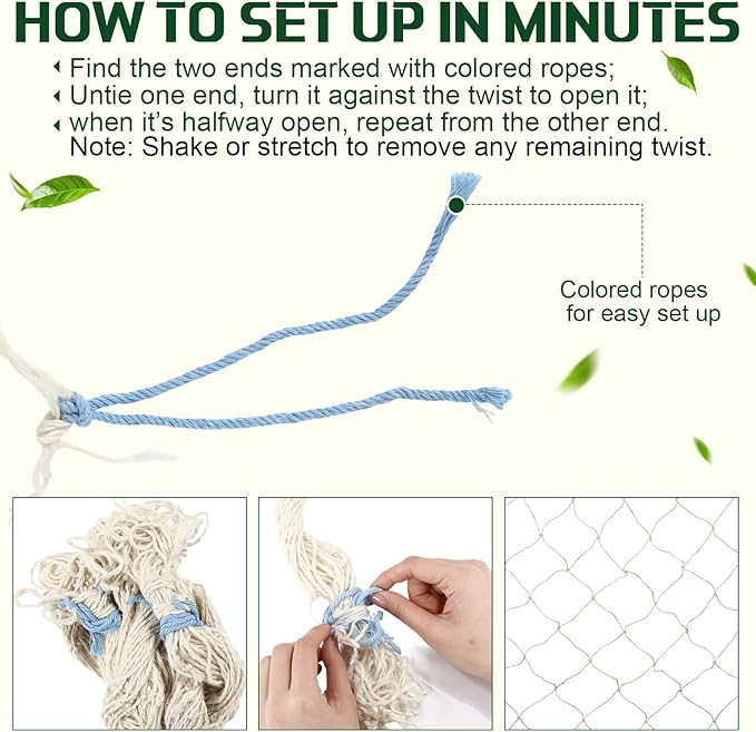 1 Piece White Jute Net Plant Support Netting 6.6 x 8 ft Heavy Duty Garden Plant Trellis Netting for Climbing Outdoor Indoor Grow Net for Cucumber Vine Tomatoes Peas Flower Fruits Vegetables