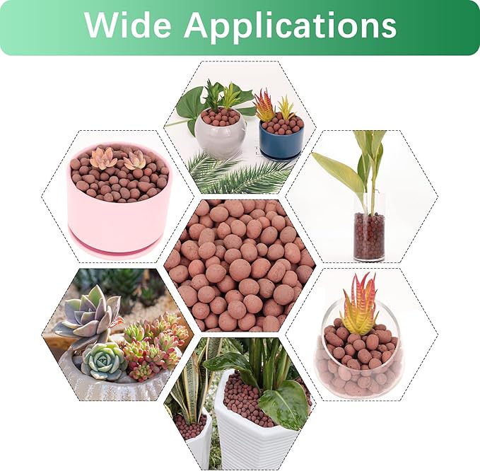 11LB LECA Explanded Clay Pebbles, 14-16mm Lightweight Clay Aggregate for Hydroponic Growing, Premium Grow Media for Orchids, Aquaponics Plants and Horticultural Drainage, Natural