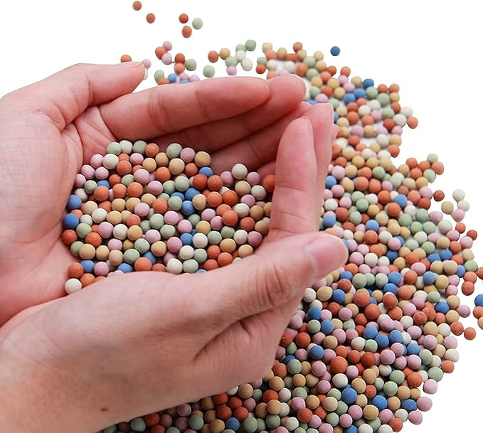 2LBS Natural Organic Colorful Leca Balls for Plants, 5mm-8mm Ceramsite Clay Pebbles Indoor Potting Garden Soil for Orchid, Succulents, Hydroponics, Decoration, Drainage, Top-Dressing Rocks