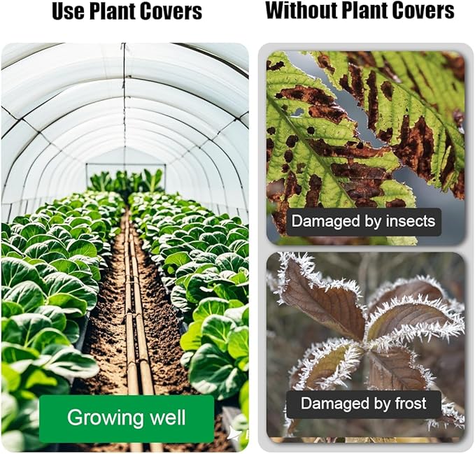 1.2 oz/yd² Plant Covers, Frost Blanket for Outdoor Garden, Shrub and Tree Protector, Floating Row Cover for Cold Weather, Vegetables, Fruit (6.6Ft x 33Ft,White)