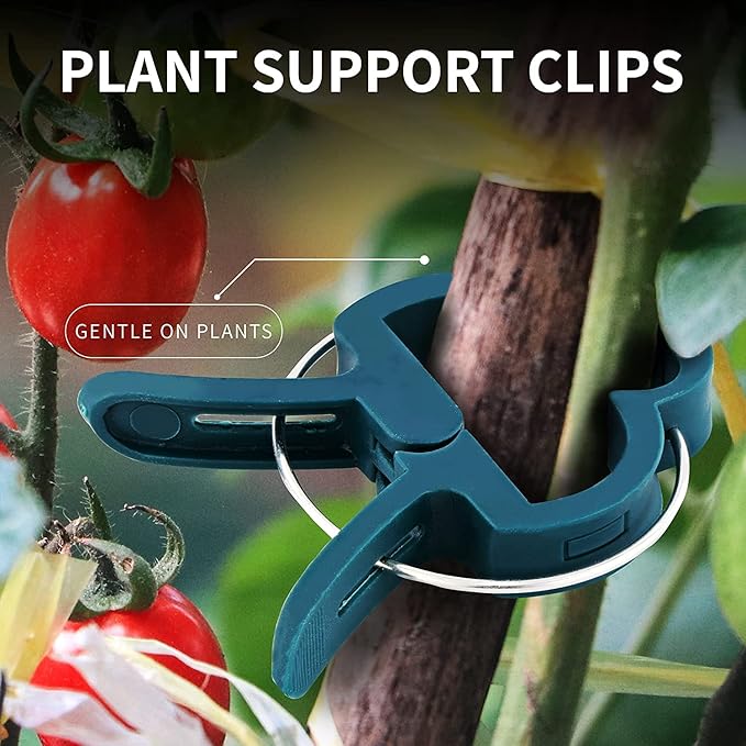 Plant Clips Green Gentle Gardening Plant & Flower Lever Loop Gripper Clips, Tool for Supporting or Straightening Plant Stems, Stalks, and Vines, Garden Clips, by RamPro (80 pc)
