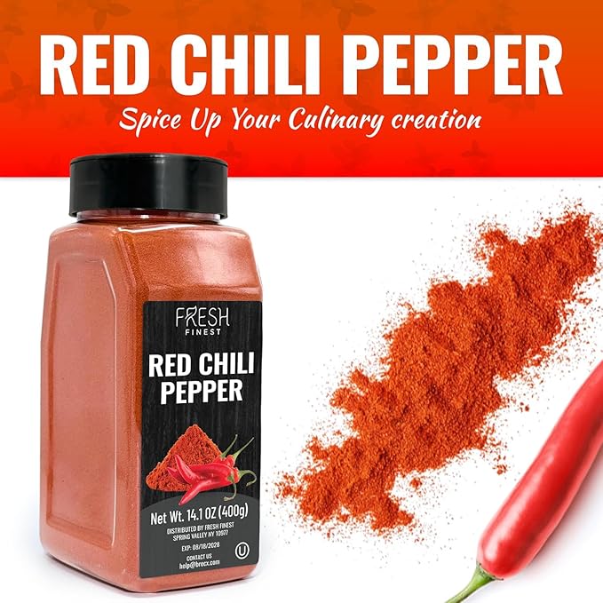 Fresh Finest Chili Pepper with Rich Flavor – Finely Ground Hot Chili Powder for a Wide Range of Dishes - Bulk with Airtight Packaging – 14.1oz (400g)