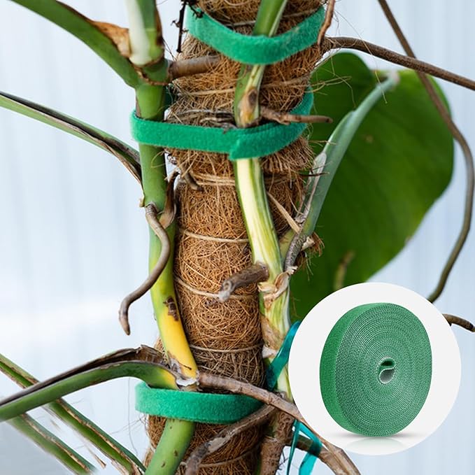 Green Plant Tape - Reusable Garden Tape for Outdoor Plants, Adjustable Plant Supports for Climbing Plants, Strong-Grip Plant Ties for Healthy Growth (16.4 ft x 0.6 inch, Green)