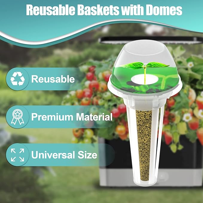124 pcs Seed Pod Kit for Aerogarden, Grow Anything Kit for Indoor Hydroponics Garden, Hydroponics Supplies with 50 Grow Sponges, 50 Pod Labels, 12 Baskets, 12 Planting Domes