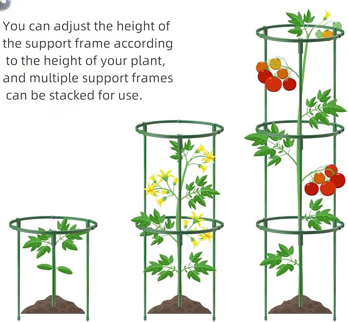 12Pcs Plant Support Plant Stake Half Round Plant Support Ring Garden Flower Support Plant Support Stakes for Tomato, Hydrangea, Indoor Plants (12PACK 5.9" Wide X5.9 high（14.5x15cm）)