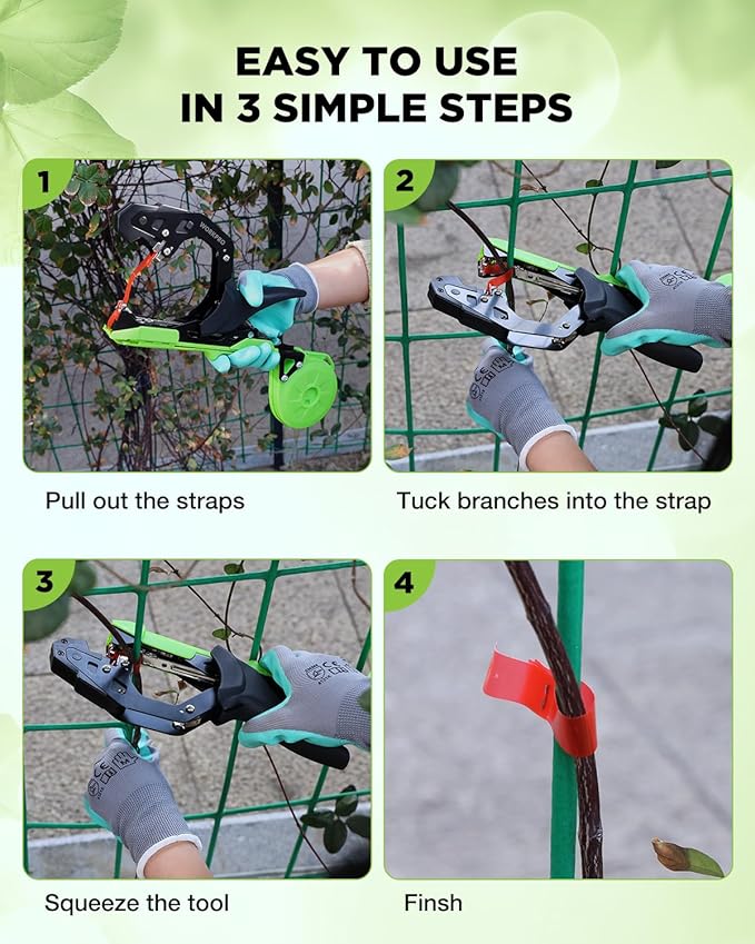 WORKPRO Plant Tying Machine, Lightweight Tape Gun for Tying Vines and Support Plants, Includes Gloves, 20 Rolls of Tape, 10000 Staples, Ideal for Tomatoes, Grapes, Cucumber and Vegetables