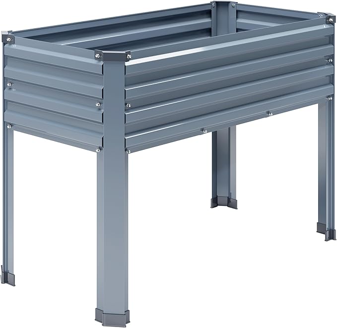 DIIYIV Galvanized Raised Garden Bed with Legs,2PCS 48×18×30in Elevated Planter Box for Backyard,Outdoor Garden, Patio, Balcony, 300lb Capacity,Grey