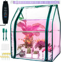 Mini Greenhouse Indoor, Mini Green House with Grow Light, 15W Full Spectrum Plant Lights & Timer for Seed Starter Tray, Indoor Outdoor Plants 24"x16"x20"