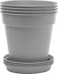 Mintra Home Garden Pots 4pk - Flowers, Herbs, Plants, Indoor, Outdoor, Colorful, Wholesale, Bulk (Grey, 19cm Diameter (7.5in))