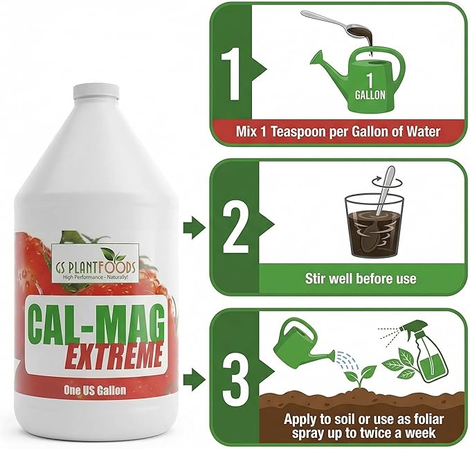GS Plant Foods Cal-Mag Extreme Liquid 1 Gallon Fertilizer with Calcium, Magnesium, Iron and Sulfur Supplement, Corrects Secondary Nutrient & Trace Element Deficiencies, N-P-K of 2-0-0