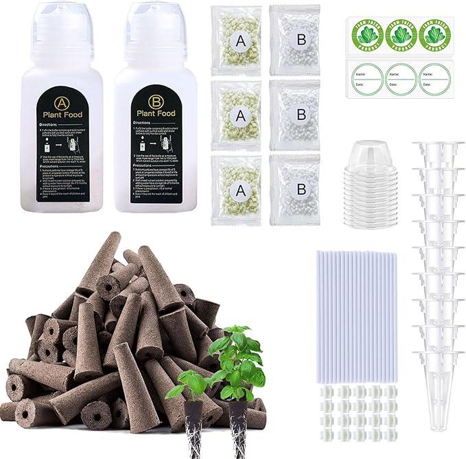 101 Pcs Hydroponic Growing kit for Indoor Garden,80 Grow Sponges, 20 Grow Baskets & 1 Tweezer, Replacement Growth Sponges Seed Pods of All hydroponic Brands Also Suitable for Soil Culture