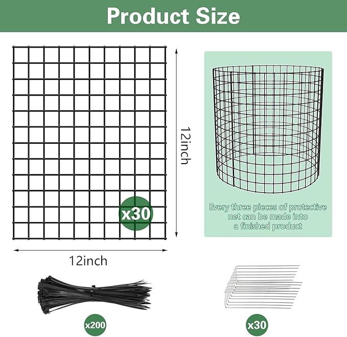 5 Pack Plant Protectors from Animals, 12×14in Wire Plant Protector Covers, Metal Garden Cloche with Ground Stakes and Zip Ties for Deer and Rabbit Protection in Outdoor Gardens