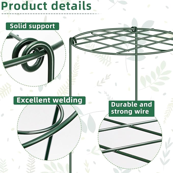 6 Pack Peony Cages and Supports 12 x 16 Inch Grow Through Plant Supports for Outdoor Plants,Plant Brace Flower Support Rings Hoops for Vegetables,Rose,Tomato,Orchids
