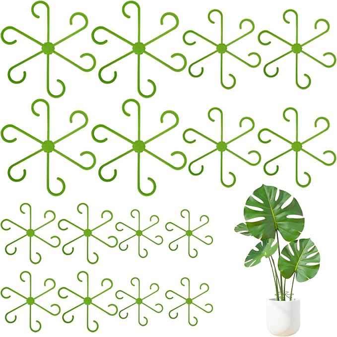 16 Pcs Plant Stem Support, 4 Sizes Climbing Houseplant Stem Support Stakes for Indoor Plants, Reusable Plastic Flower Plant Stabilizer, Plants Leaf Holders Hook for Growing Tomatoes, Orchids, Peonies