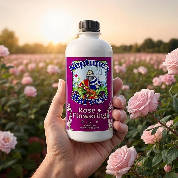 Neptune's Harvest Rose & Flowering Fertilizer (2-6-4) - 18oz Pint - Organic Liquid Food for Vibrant Blooms & Growth - Promotes Healthy Foliage - Ideal Fertilizer for Indoor & Outdoor Use