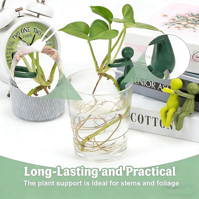 BoAn 8 Pcs Plant Propagation Buddy + 4 Pcs Plant Stem Support, Indoor Plant Support for Cuttings Seedlings & Vines Organize Pothos Ivy Decorative Indoor Garden Gift