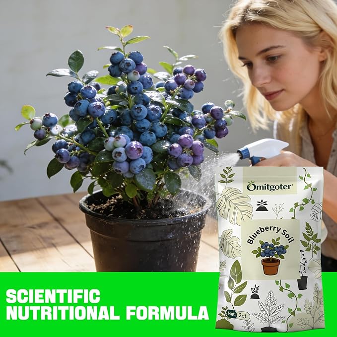 Blueberry Soil Mix 1qt- 100% Natural Organic Potting Soil for Blueberry Trees, Superior Drainage & Aeration, Ideal for Indoor & Outdoor Blueberry Plants