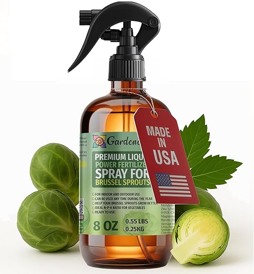 Liquid Power Brussel Sprout Fertilizer Spray – Ready-to-Use Liquid Plant Food for Brussel Sprouts – Easy Application – Fast-Acting Formula for Growth, Roots & Yield – Indoor & Outdoor – 8 oz