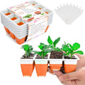 6pcs Reusable Seed Starter Kit, 72 Cells Seed Starter Trays, Silicone Seedling Starter Trays for Starting Plant Seeds with Flexible pop-Out Cells, Indoor Gardening Plant Germination Trays, Orange