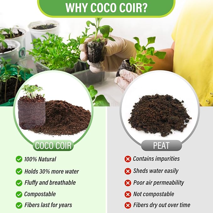 Legigo 100 PCS 30mm Coco Coir Pellets Seed Starter Pods, Compressed Seed Starting Coconut Coir Pellets Soil Plugs for Seedlings, Seeds Plant Starter Pods for Garden Planting Herbs Flowers Vegetables