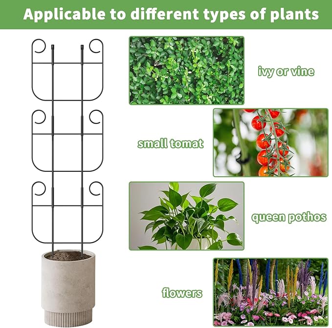2 Pack Trellis for Climbing Plants Indoor, Expandable Small Metal Trellis for Potted Plants, Flowers Vine Ivy, Sturdy Houseplant Pothos Plant Climber Support