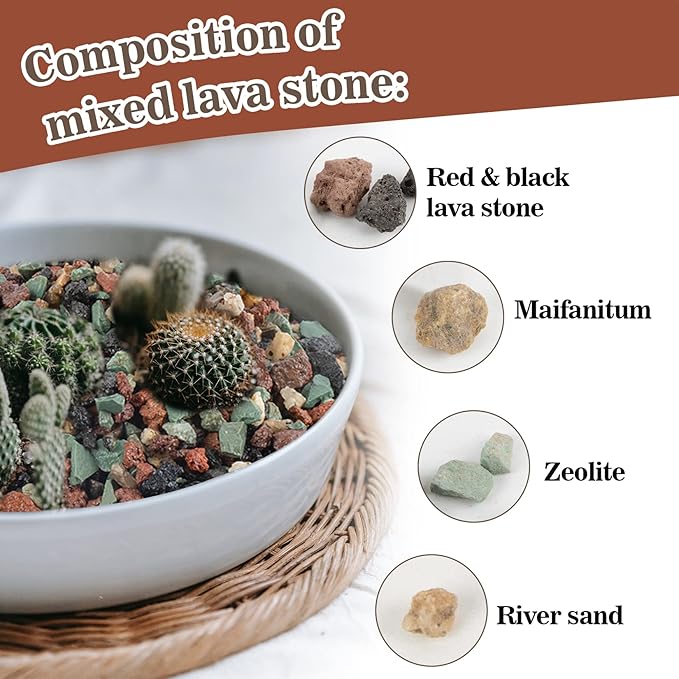 Sukh 1LB Horticultural Succulent Granule Soil - Succulent Rocks Bonsai Mix Lava Rocks Cactus Soil Potting Mix Amendment