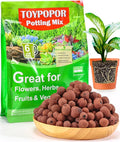 TOYPOPOR Leca Clay Pebbles for Plants, (6 Quarts) Leca Balls, Lightweight Clay Ball, Potting Mix, Grow Media Used for Drainage, Decoration, Aquaponics, Hydroponics and Other Gardening Essentials