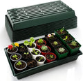 10 Pack 1020 Trays No Holes-Reusable Nursery Flats for 50/72 Cell Plug Tray, Heavy Duty Seed Starter Trays for Transplant, Seed Starting, Plant Propagation & Seed Germination (Dark Green)