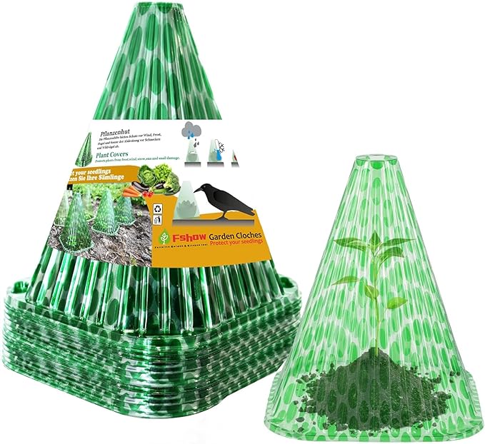 Fshow 40 Pack Garden Cloches for Plants, Reusable Bell Plant Cover, Plant Covers Protectors from Animals Snails/Birds/Chickens/Insect(Diameter:7.5" Height: 9")