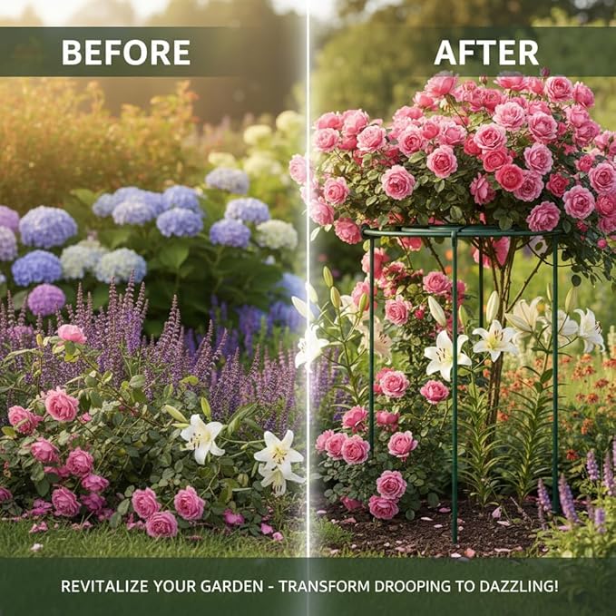 DAYUMKOU 8 Pack Peonies Cages and Supports, 11.5" Wide x 12" High Plant Support Stakes, 4 Legs Plant Cages & Supports with Removable Grid for Peonies Roses Tomato Hydrangea Strawberry
