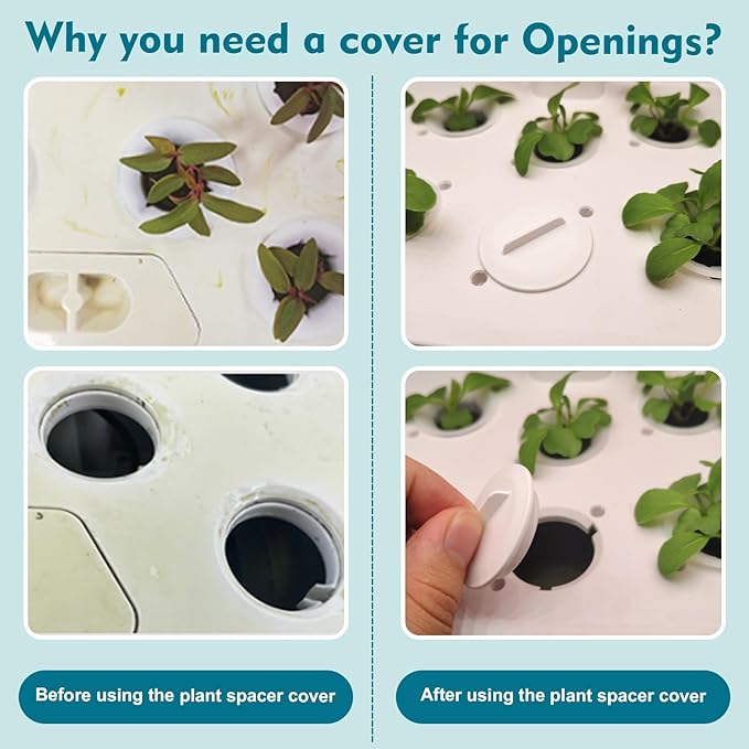 Plant Spacer Kit Compatible with Aerogarden,Plant Spacer Cover for Aerogarden Spacer Caps,for Indoor Hydroponic Growing System,Plant Grow Deck Openings, Round, 12 Pack, White