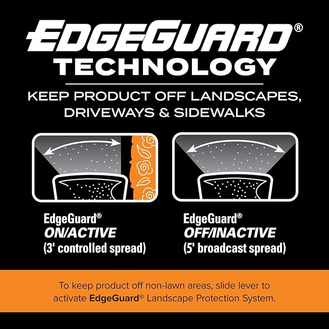 Scotts Turf Builder EdgeGuard Mini Broadcast Spreader for Seed, Weed and Feed, Fertilizer, Salt, Ice Melt, Push Spreader Holds up to 5,000 sq.ft. Product