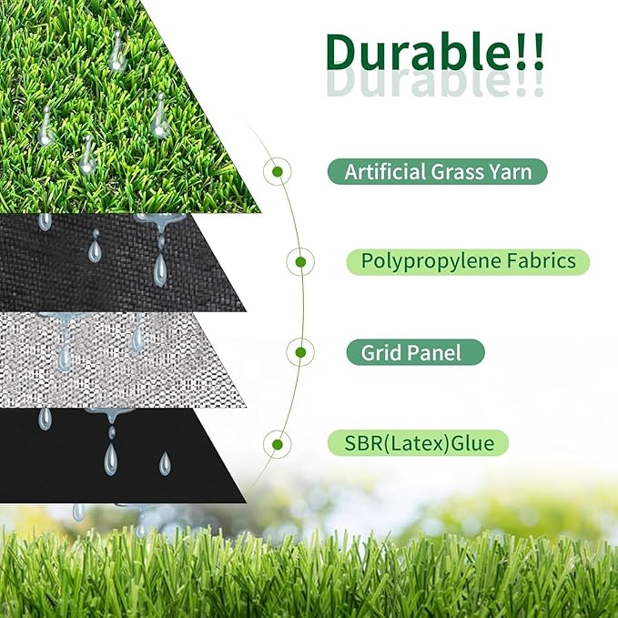 SunVilla Artificial Grass Rug Indoor Outdoor, 1ft x 13ft (13 Square FT) Realistic Thick Synthetic Fake Grass Mat for Dogs, Garden Lawn Landscape Patio Grass