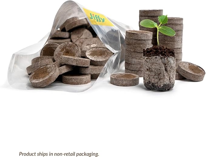 100 Count- Jiffy 36 MM Peat Soil Pellets Seeds Starting Plugs: Indoor Seed Starter- Start Planting Indoors for Transplanting to Garden or Planter Pot
