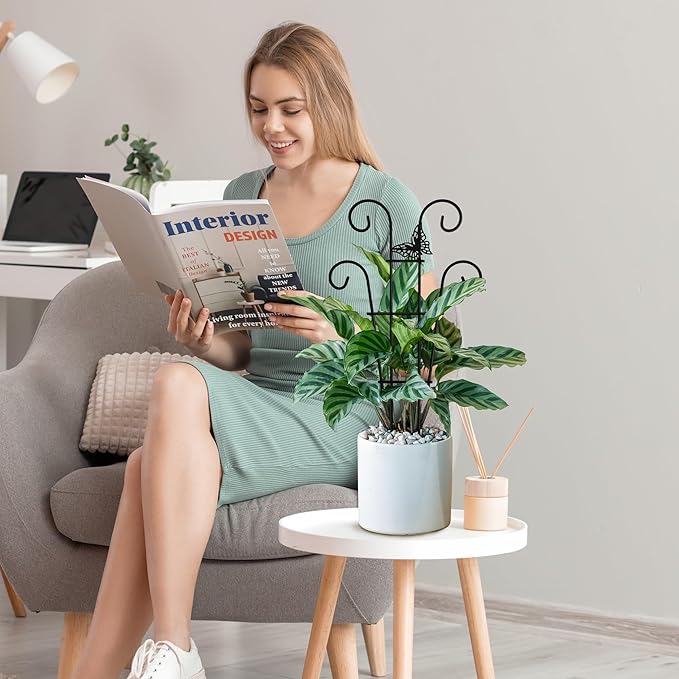 14.17in Indoor Plant Trellis for Potted Plants with Butterfly, Small Metal Indoor Trellis for Climbing Plants Indoor for Houseplant, Pothos Plant Climber Support for Hoya Vine, 2p
