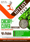 HIT LIST SEED® Chicory + Clover Food Plot Seeds for Deer [Perennial] - Deer Food Plot Seed Perennial - Deer Plot Seed Mix - Chicory, Ladino Clover, Red Clover - Spring, Summer & Fall Planting - 3 lbs