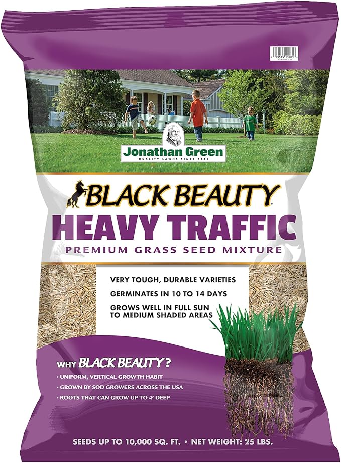 Jonathan Green (10980) Black Beauty Heavy Traffic Grass Seed - Cool Season Lawn Seed (25 lb)