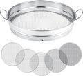 14.57'' Large Soil Sifter for Gardening with 1, 3, 6, 9, 12 mm Sieve Mesh Compost Dirt Sifter with Handle Garden Sand Soil Rock Sieve for Dirt Sand Rocks Pellet Gravel (Sliver)