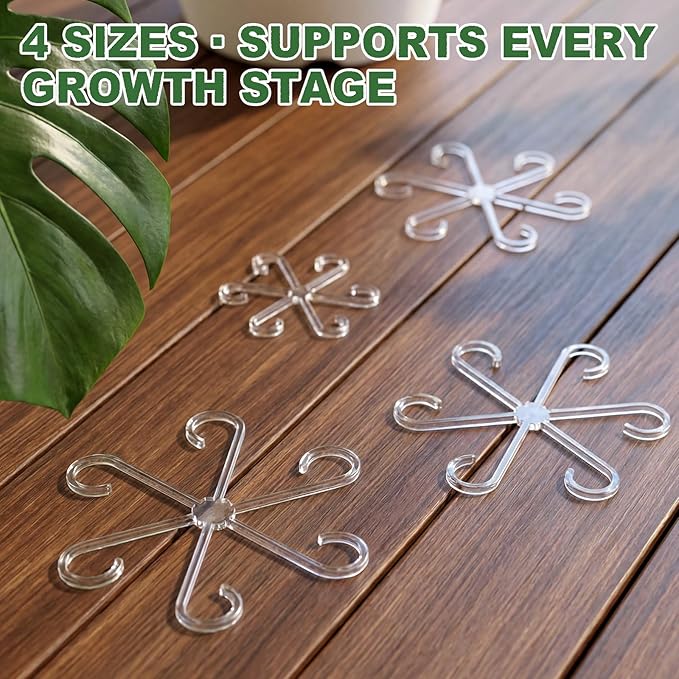 8pcs Upgraded Plant Stem Support, Transparent Plant Support for Indoor Plants, 4 Sizes Climbing Houseplant Stem Holders, Reusable Plant Stabilizer, Indoor Plants Accessories