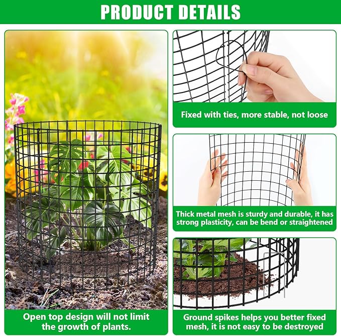 5 Pack Plant Protector from Animals, 17x14 inch Wire Plant Cages Mesh Plant Cage Garden Plant Protector, Sturdy Bunny Barricades Chicken Wire Cloche Plant Protectors for Keeping Bunny Animals Out