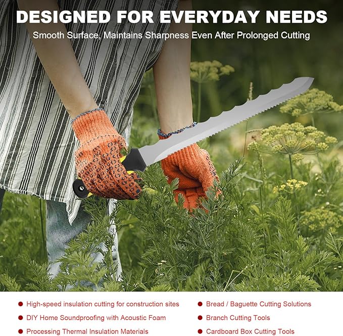 Sod Cutter knife: Insulated knife 11.14-inch sod knife blade, Stainless Steel double-edged for outdoor, Lawn Repair, easy to carry (yellow)