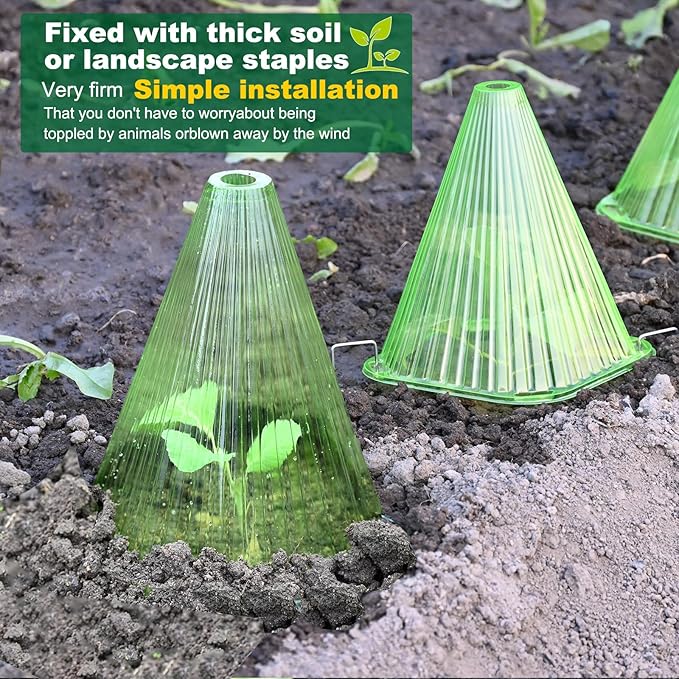 Fshow 40pack Garden Cloches for Plants, Reusable Bell Plant Cover, Plant Covers Protectors from Animals Snails/Birds/Chickens/Insect,D: 9" H X 7.5" D